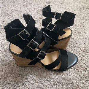 Black Strappy Wedges